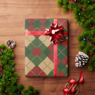 Papel De Regalo Plaid Argyle de Navidad
