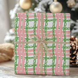 Papel De Regalo Plaid Caprichoso Rojo y Verde Acuarela