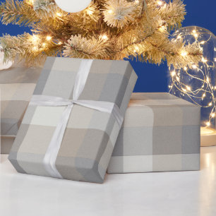 Papel De Regalo Plaid Casa Rústica Marrón Gris Marfil
