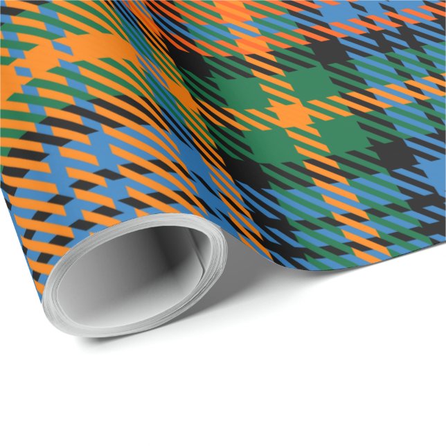 Papel De Regalo Plaid Clan Murray Blue Naranja Green Tartan