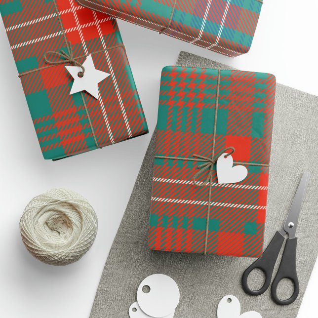 Papel De Regalo Plaid Clan Wilson Naranja Blue Check Tartan (Rustic Plaid Clan Wilson Tartan Wrapping Paper)