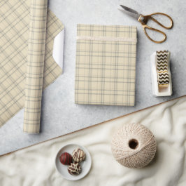 Papel De Regalo Plaid- Crema