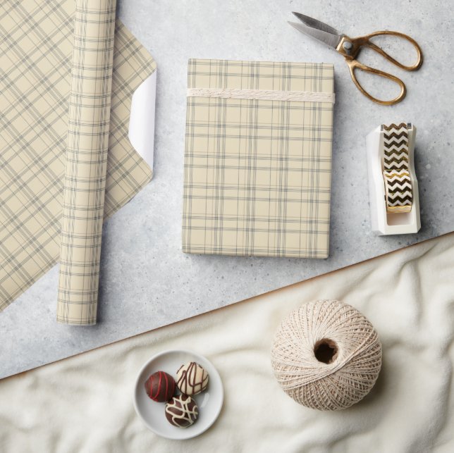 Papel De Regalo Plaid- Crema (Artesanía)