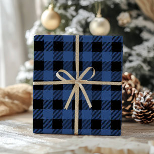 Papel De Regalo Plaid de Búfalo Negro Azul Gingham Leñador