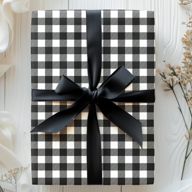 Papel De Regalo Plaid de Búfalo Negro y Blanco (Subido por el creador)