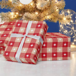 Papel De Regalo Plaid de Búfalo Rojo Marrón País Rústico Navidad