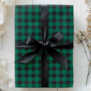 Papel De Regalo Plaid de Búfalo Verde y Negro
