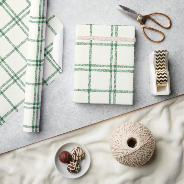 Papel De Regalo Plaid de Menta (Artesanía)