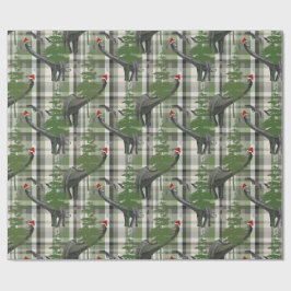 Papel De Regalo Plaid de Navidad de dinosaurio