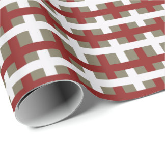 Papel De Regalo Plaid de Navidad de Salvia Blanca Roja Moderna