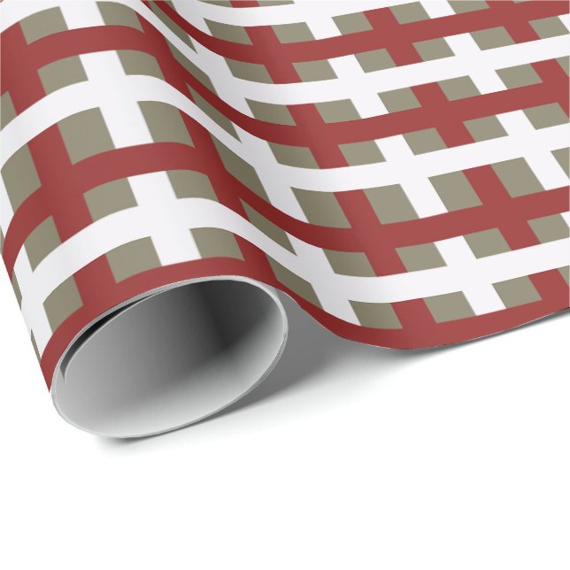 Papel De Regalo Plaid de Navidad de Salvia Blanca Roja Moderna (Esquina del rollo)