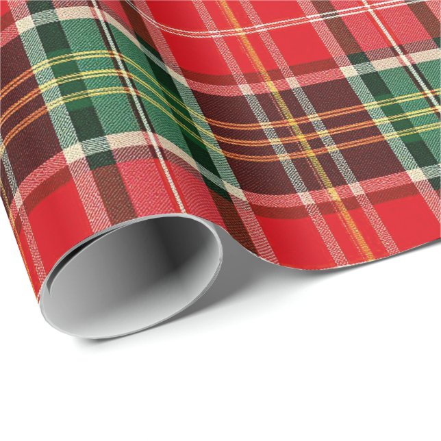 Papel De Regalo Plaid de Navidad Tradicional (Esquina del rollo)