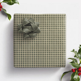 Papel De Regalo Plaid de vacaciones de cuadros verdes vintage simp