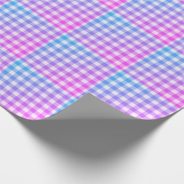 Papel De Regalo Plaid Gingham Pink Blue Moderno Simple Check