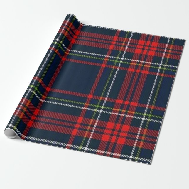 Papel De Regalo Plaid Naval de Navidad (Desenrollado)
