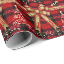 Papel De Regalo Plaid Navideño Clásico - Nombre de Familia