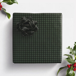 Papel De Regalo Plaid navideño simple de cuadros verde oscuro