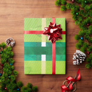 Papel De Regalo Plaid Navideño Verde Brillante Fiesta