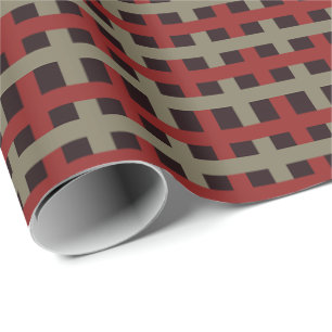 Papel De Regalo Plaid Negro Navidad Rojo Moderno Salvia