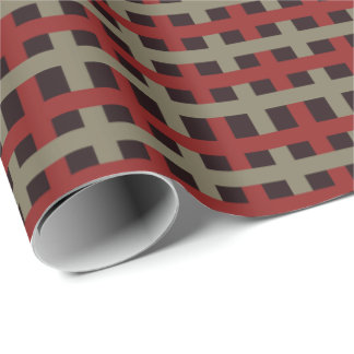Papel De Regalo Plaid Negro Navidad Rojo Moderno Salvia
