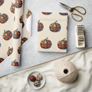 Papel De Regalo Plaid Pumpkin Halloween Wrapping Paper