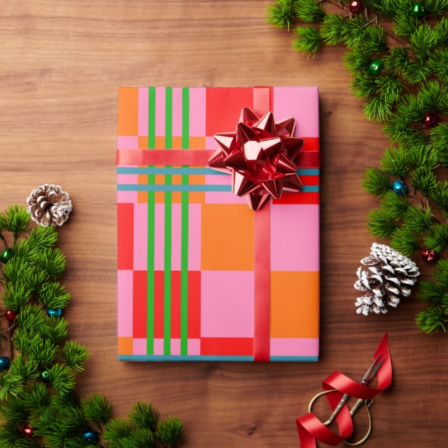 Papel De Regalo Plaid Retro  (Regalo de vacaciones)