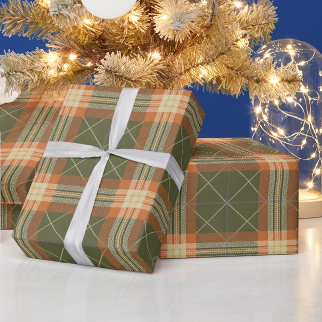Papel De Regalo Plaid Retro Navideño de Mitad de Siglo (Vacaciones)