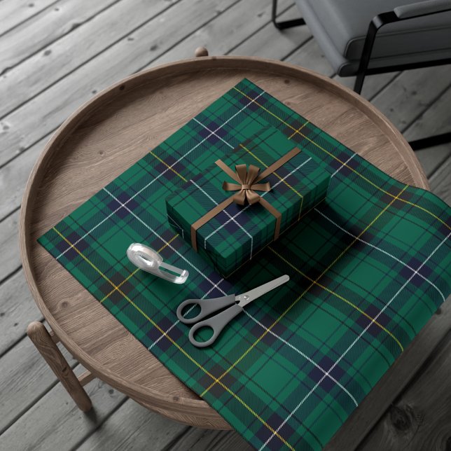 Papel De Regalo Plaid Rustic Henderson Green Navidades Tartan (Plaid Clan Henderson Tartan Wrapping Paper)