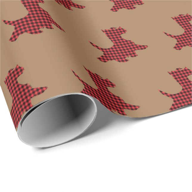 Papel De Regalo Plaid Scottie Dog Gift Wraping Paper Scotty (Esquina del rollo)