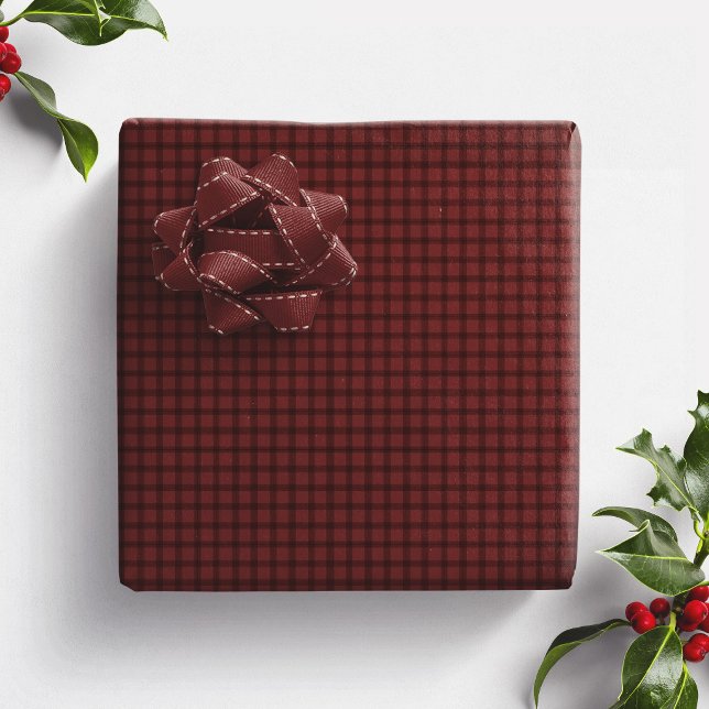 Papel De Regalo Plaid simple navidad rojo granate a cuadros (Subido por el creador)