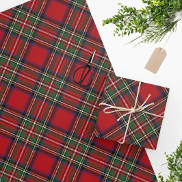 Papel De Regalo Plaid Tartan Clan Stewart Red Green Pattern