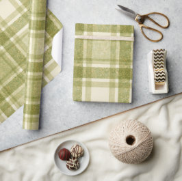 Papel De Regalo Plaid Terroso | Salvia y Crema