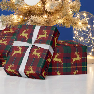 Papel De Regalo Plaid Tradicional de Reno de Navidad