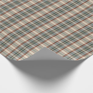Papel De Regalo Plaid Vintage Rústico Verde Salvia Crema Terroso