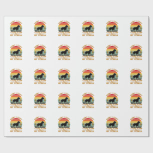 Papel De Regalo Planes para perros Pitbull Atardecer Retro_1