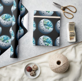 Papel De Regalo Planeta Tierra y su luna: Maravilla celeste