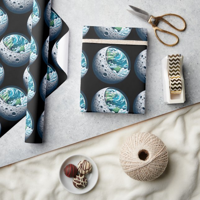 Papel De Regalo Planeta Tierra y su luna: Maravilla celeste (Artesanía)