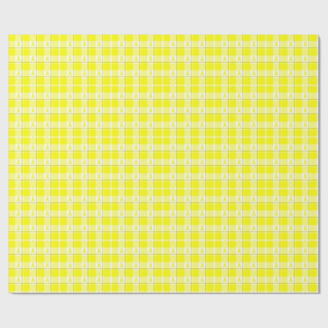 Papel De Regalo Planner Bladder Cancer Awareness Plaid, Yellow (Superficie plana)