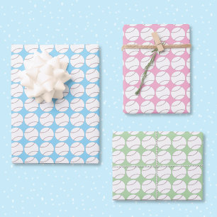 Papel de regalo plano con patrón de béisbol Set de