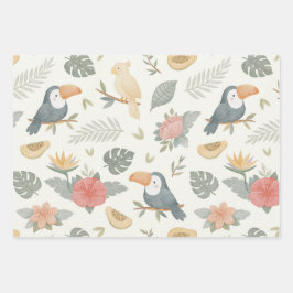 Papel de regalo plano para baby shower tropical