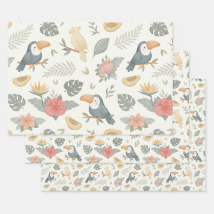 Papel de regalo plano para baby shower tropical