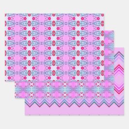 Papel De Regalo Plano Rosa Y Turquesa Juego De 3