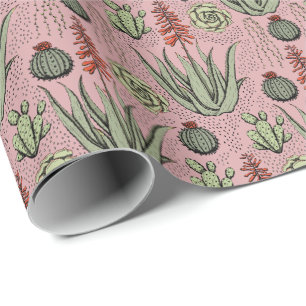 Papel De Regalo Plant Lover Aloe Rosa Vera Suculents Cactus