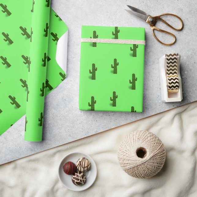 Papel De Regalo Planta de cactus en verde claro (Artesanía)