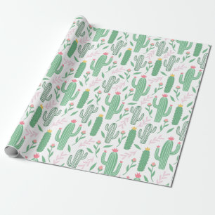 Papel De Regalo Planta de Cactus Patrón Verde Púrpura
