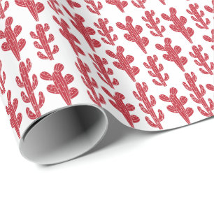 Papel De Regalo Planta de Cactus Rojos