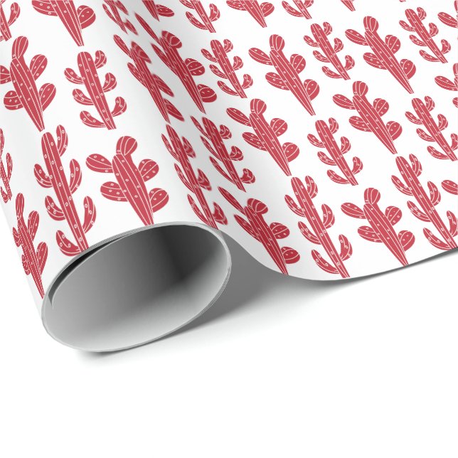 Papel De Regalo Planta de Cactus Rojos (Esquina del rollo)