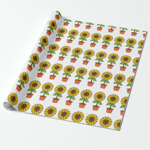 Papel De Regalo Planta de girasol de Kawaii en una olla