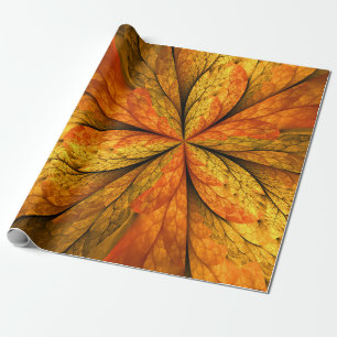 Papel De Regalo Planta de otoño, hoja de arte fractal abstracta mo