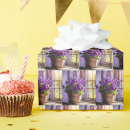 Papel De Regalo Planta violeta púrpura en la ventana